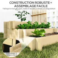 Outsunny Carré Potager de jardin en Bois massif, Jardinière Surélevé en Escalier 3 Niveaux, 93 x 93 x 35 cm, effet Bois Naturel(m-6)
