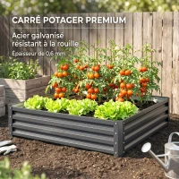 Outsunny Carré potager de jardin potager surélevé, acier galvanisé, résistant à la rouille 120x120x30cm, gris clair(m-8)