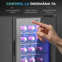 HOMCOM Cantină Frigorifică pentru 20 de Sticle, Capacitate 53L, Ușă Anti-UV și Rafturi Reglabile, Negru(m-7)
