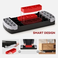 HOMCOM Aerobic-Stepper 2-stufig höhenverstellbar 68 x 28 x 15 cm Schwarz+Grau+Rot(m-6)