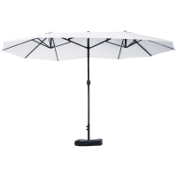 Outsunny Ombrellone Doppio a 12 Stecche con Base a Croce e Manovella, in Acciaio e Poliestere, 455x265x238 cm, Beige