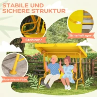 AIYAPLAY Leagăn de exterior pentru copii, cu 2 locuri, acoperiș reglabil și centuri de siguranță, 112x75x120 cm, galben(m-4)