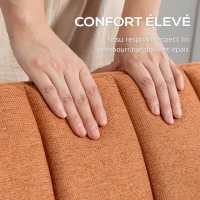 HOMCOM Canapé Convertible 2 Places Design scandinave Dossier inclinable 3 Positions Pieds Bois Tissu Aspect Lin marron(m-4)
