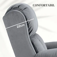 HOMCOM Fotoliu Recliner cu 8 Puncte de Masaj și Buzunar pentru Depozitare, din Piele Ecologică și Oțel, 90x95x103 cm, Gri(m-7)