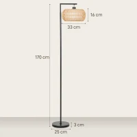 HOMCOM Lampadaire sur pied salon, lampe sur pied dimmable, 3 températures de couleur, télécommande, 52x33x170cm, noir(m-3)