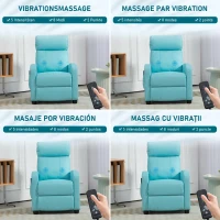 HOMCOM Fotoliu Relax de Masaj cu Telecomandă și 8 Programe, Rabatabil și cu Suport pentru Picioare, Albastru(m-4)