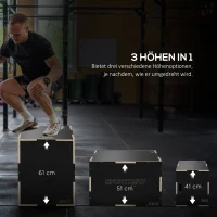 SPORTNOW Plyo-Box/Sprungbox, robust, 61 x 51 x 41 cm, Schwarz, Griff 10x3,5 cm, bis 120 kg(m-4)