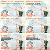 AIYAPLAY Leagăn de exterior pentru copii cu 2 locuri, acoperiș reglabil și centuri de siguranță, 112x75x120 cm, roz(m-5)