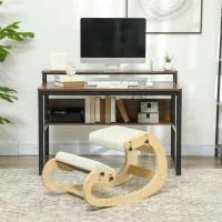 HOMCOM Siège assis genoux, siège ergonomique en bois avec fonction à bascule, chaise à genoux réglable pour bureau à domicile(m-10)