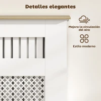 HOMCOM Cubre Radiadores 78x19x81 cm Cubierta para Radiador Diseño Moderno de Listones y Nido de Abeja Blanco(m-4)