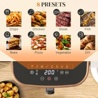 Frigider cu Aer HOMCOM de 8L, 1700W cu 8 Programe și Circulație de Aer Cald la 360°, Display LED, Negru(m-5)