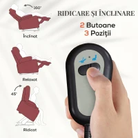 HOMCOM Fotoliu Electric cu Sistem de Ridicare, Înclinare și Suport pentru Picioare, Tapițerie din Piele PU, 76x90x105 cm, Roșu(m-4)