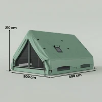 Outsunny Inflatable Camping Tent, 4 Season Hot Tent 10000mm Waterproof with Chimney Opening, Sky Light and Air Pump, Green(m-3)