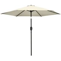 Outsunny 2.6 m Garden Parasol Umbrella with Aluminium Pole, Outdoor Patio Umbrella with Tilt and Crank, Vent, Cream White(m-11)