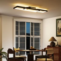 HOMCOM Plafonnier LED rectangle 43W, luminaire plafonnier 3000-6000K, 4600LM, télécommande, 70 x 30 cm, noir(m-10)