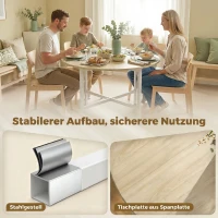 HOMCOM Klappbarer Esstisch, 80 cm Runder Klapptisch mit Stahlrahmen, Platz für 2-4 Personen, Naturholz-Optik(m-5)