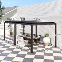 Outsunny Pergola 3 x 6 m  pergola d'extérieur tonnelle avec persiennes manivelle, toit réglable en aluminium crochets gris foncé(m-3)
