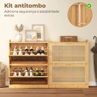 HOMCOM Sapateira com 2 Compartimentos Basculantes Sapateira Estilo Bohemio Estreita com Prateleiras Ajustáveis para 12-14 Pares de Sapatos 69x29x83 cm Madeira(m-9)