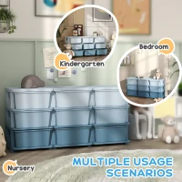 HOMCOM Pojemnik do przechowywania dla dzieci, 9 szuflad, niebieski(m-5)