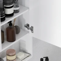 kleankin Armoire murale salle de bain avec miroir, meuble salle de bain, 5 compartiments et étagère réglable, 60x15x76cm, blanc(m-7)