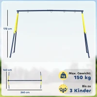 AIYAPLAY Schaukelgestell Stahl Schaukelgerüst bis 150 kg für Nestschaukel Kinderschaukel Kletterleiter, 260 x 160 x 178 cm, Blau(m-3)