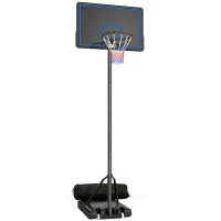 SPORTNOW Panier de Basketball sur Pieds avec Hauteur Réglable de 1,35 à 3,05 m avec Roues, Base de Lestage et Sac de Sable, Bleu(m-12)