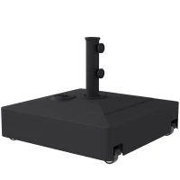 Outsunny Pied de parasol Carrée, socle parasol extérieur Remplissable jusqu'à 61 kg Sable ou 40 kg Eau, 54,5 x 54,5 x 40 cm, noir(m-1)
