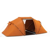 Outsunny Tunnelzelt für 4-6 Personen, Campingzelt mit Tür, Bodenplane, 2000mm wasserdicht Orange(m-1)