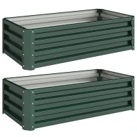 Outsunny Hochbeet Metall 2er-Set, Offener Boden, Für Garten Balkon, 110x50x30cm, Grün(m-1)