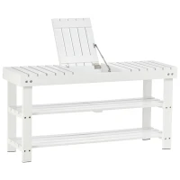 HOMCOM Banc à chaussures en bois à 3 niveaux avec étagère de rangement et compartiment caché, 90 x 29 x 45 cm, blanc(m-11)