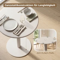 HOMCOM Runder Küchentisch für 2 Personen mit Stahlgestell, platzsparend, 60 x 60 x 72 cm, Beige(m-5)