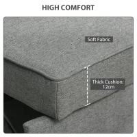HOMCOM Double Sofa Bed Click Clack Sofa Bed Pull Out Bed with Adjustable Backrest for Living Room and Bedroom Grey(m-6)