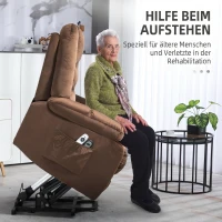 HOMCOM Fotoliu Relax cu Funcție de Ridicare, Reclinabil, cu Masaj și Încălzire din Catifea, Maro(m-4)