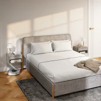 HOMCOM Lot de 2 tables de chevet murales, tables de nuit, tiroir, compartiment ouvert, plateau, 37 x 32 x 21 cm, gris(m-10)