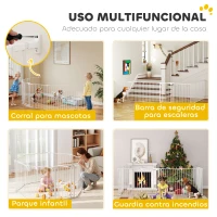 PawHut Barrera para Perros Plegable Valla para Mascotas de 8 Paneles Puerta con Cierre Doble para Escalera Pasillo Blanco(m-4)