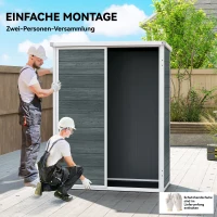 Outsunny Gerätehaus 0,8m², Geräteschuppen mit klappbar Regale, 134 x 68,5 x 170 cm Kunststoff  mit Abschließbar Doppeltür Boden(m-7)