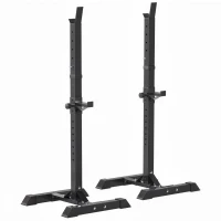 HOMCOM Hantelständer, 2er-Set, bis 150 kg belastbar, höhenverstellbar, Stahl, weiß+schwarz, 52 x 48 x 160 cm(m-11)