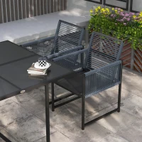Outsunny 5-teiliges Gartenmöbel-Set, Gartensitzgruppe, Outdoor-Essgruppe, wetterbeständig, 1 Tisch, 4 Stühle, Grau(m-7)