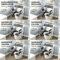 HOMCOM Scaun WC Pliabil și Reglabil cu Brațe și Spătar, din Oțel și Piele PU, 52.5x46x81.5-97 cm, Negru(m-8)