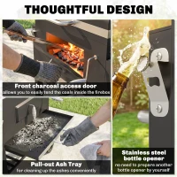 Outsunny Grill węglowy Smoker BBQ, 1 półka, 1 uchwyt na ręcznik, 2 ruszty, 113 x 65 x 108 cm, Czarny(m-6)