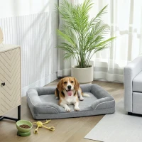 PawHut Cama para Perros Medianos Cama para Gatos con Base Antideslizante Funda Extraíble y Lavable 91,5x68,5x16,5 cm Gris(m-2)