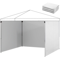 Outsunny Lot de 3 parois latérales pour tonnelle de 3 x 3 m, Panneaux Latéraux pour pavillon, fermeture éclair tissu Oxford blanc