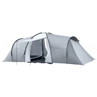 Outsunny Tente de camping familiale 4-6 personnes dôme 2 chambres 1 séjour et 1 auvent anti-UV Imperméable 2000 mm multicolore(m-1)