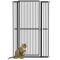 PawHut Barrera para Perros Extra Alta con Ancho Ajustable 77-104 cm Puerta para Perros con Extensiones y Puerta de Paso Negro(m-10)