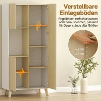 HOMCOM 170 cm Küchenschrank, Moderner Schrank mit offenem Fach, verstellbaren Regalen, Naturholz-Optik(m-5)