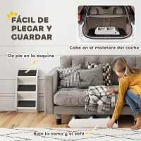 PawHut Escalera para Perros Plegable de 3 Peldaños para Mascotas Mayores para Cama Sofá 53x30,5x36,5 cm Crema(m-5)