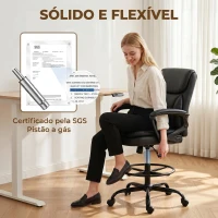 HOMCOM Cadeira de Desenho Cadeira de Escritório Ergonómica Giratória com Altura e Descanso para os Pés Ajustável Preto(m-9)
