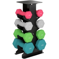 SPORTNOW Hanteln Set 4 Paar Kurzhanteln mit Aufbewahrungsständer rutschfeste Griff, 1-4 kg Hexagon