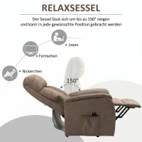 HOMCOM Fotoliu rabatabil cu sistem de ridicare 150° max, telecomandă și suport pentru picioare, 75x93x110 cm, maro(m-9)