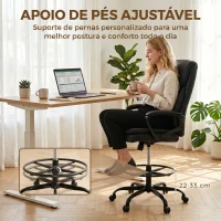 HOMCOM Cadeira de Desenho Cadeira de Escritório Ergonómica Giratória com Altura e Descanso para os Pés Ajustável Preto(m-5)